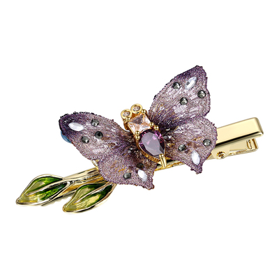 Cercoo/奢蔻异域蝴蝶卷轻奢原创发卡鸭嘴夹刺绣蝴蝶发饰边夹捏夹