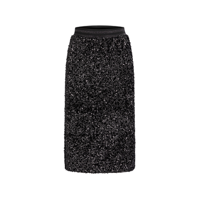 MARYLING黑色珠片直筒半裙