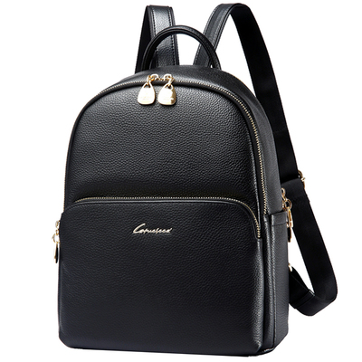 百搭真皮劳斯·帅特日常女双肩包