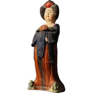 仿古唐仕女摆件陶瓷胖妞肥婆侍女洛阳西安中式手工唐三彩仕女收藏