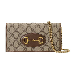 9.8新Gucci/古驰 Horsebit1955 皮革 单肩斜挎包中号 女款 乌木色