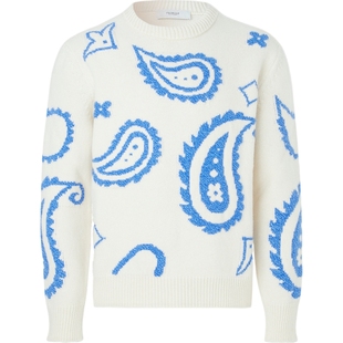 【折扣】Pringle of Scotland 男女同款秋冬蓝白嵌花羊毛毛衣