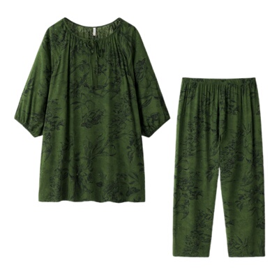 胖mm加大码防凸点棉绸睡衣家居服