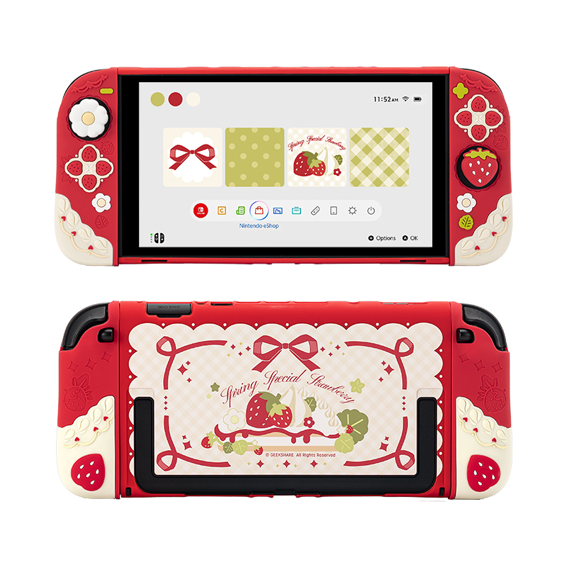 极想任天堂Switch2保护壳NS2手柄硅胶保护套套装分体式可爱卡通防摔女生春日草莓原创设计游戏机主机配件
