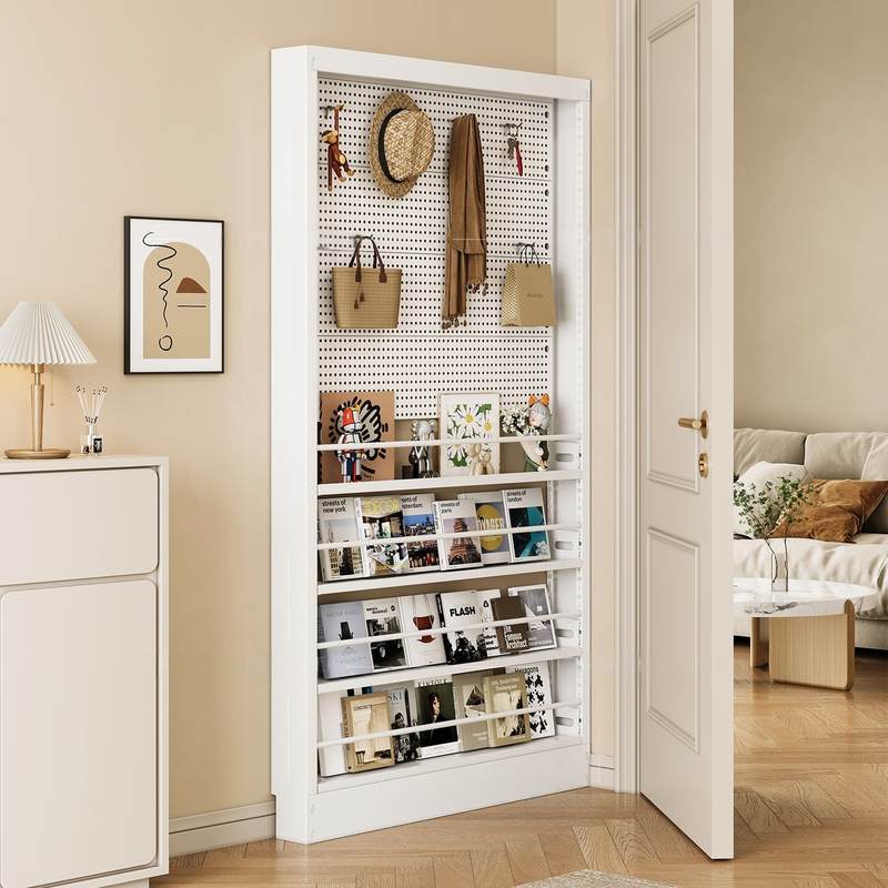 8cm门后洞洞板置物架卧室收纳落地房间窄壁挂家用夹缝隙超薄书架8