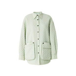 【会员价1840元】AUM噢姆春季薄荷绿宽松衬衣菱形棉服宽松外套女
