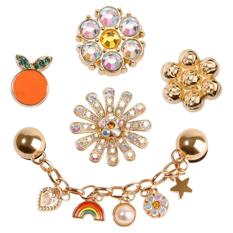 Crocs卡骆驰智必星配件洞洞鞋花洞洞鞋配饰金属质感星链花语鞋扣