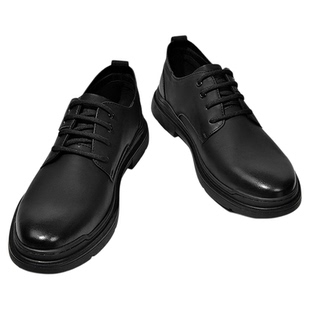 七匹狼商务休闲皮鞋男士2025年秋季秋季英伦雅痞男鞋全黑德比鞋W