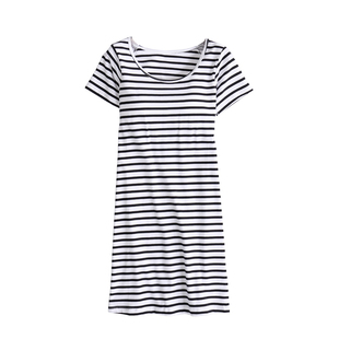 莫代尔夏女带胸垫睡裙纯棉无钢圈免文胸罩杯一体短袖家居服连衣裙