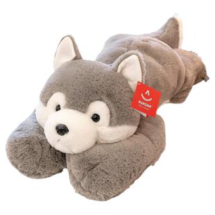 正版吾卢拉超柔趴趴玩偶哈士奇狗狗抱枕灰色毛绒玩具床上睡觉枕头