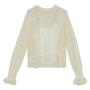 谜底两件套毛衫女秋季新品优雅柔美气质上衣针织衫243MZ1268