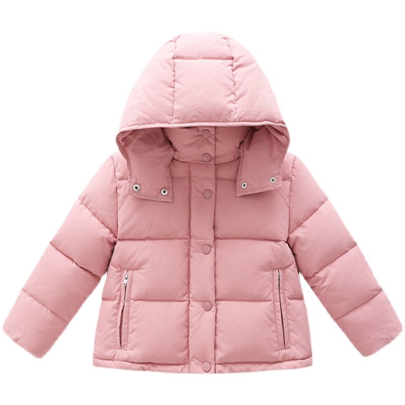 HERROYAL 2023秋冬新款柔美粉白鸭绒女童羽绒服外套加厚 亲子