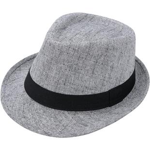 帽子男春秋夏季礼帽遮阳防晒中年老年人英伦爵士帽巴拿马帽表演帽