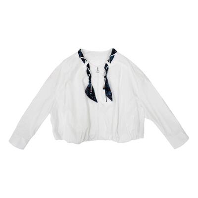 26春夏丝巾领宽松衬衫短外套休闲