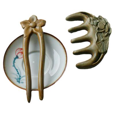 头部经络按摩梳绿檀木梳子