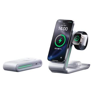 图拉斯三合一无线制冷充电器适用苹果17ProMax磁吸iPhone16桌面iWatch手表Magsafe耳机Ultra3手机AirPods快充