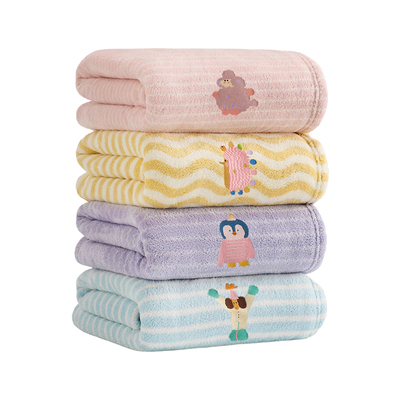 三利可爱刺绣儿童浴巾A类不掉毛