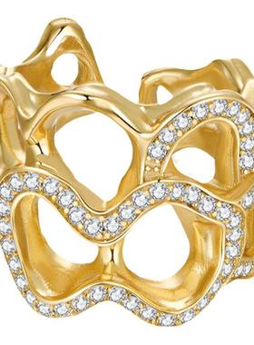 tmajor雕塑镂空镶嵌宝石戒指