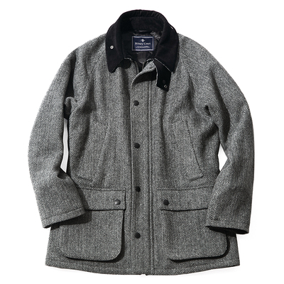 艾比路英式人字粗呢羊毛加棉大衣