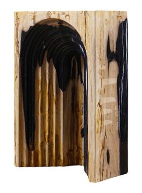 简约现代轻奢木化石装饰时空隧道样板房硅化木创意摆件木纹石头