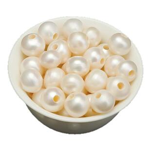 天然淡水珍珠大孔串珠散珠不规则白色小珠子单颗手链diy材料配件