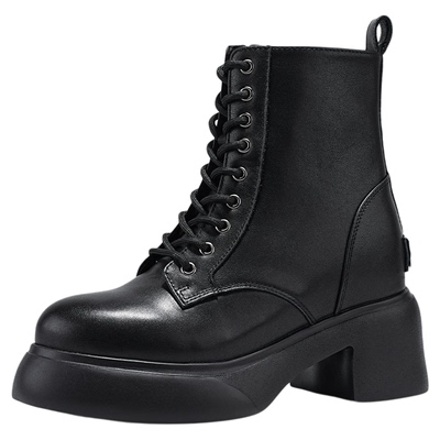 艾今25新款10.5cm粗跟马丁短靴女