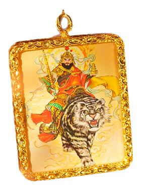 龙虎山赵公明五路武财神手绘唐卡招财本命年道家吊坠平安事业挂件