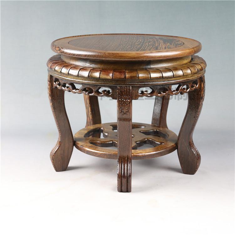 鸡翅木红木中式盆景瓷器花瓶鱼缸摆件茶壶古玩实木玉石托架底座