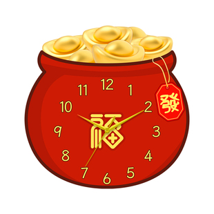 新款挂墙时钟福袋喜庆钟表客厅家用创意福字摇摆挂钟餐厅日历挂表