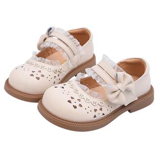 女童皮鞋春夏镂空透气儿童公主鞋黑色童鞋白色粉色女孩鞋子配礼服