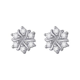 999纯银镶钻雪花耳钉女小众轻奢气质耳环2026新款爆款养耳洞耳饰