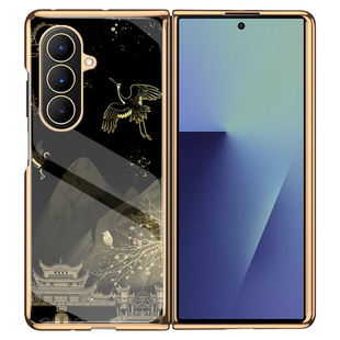 适用于三星W26心系天下电镀玻璃手机壳GalaxyZFold7壳膜一体Fold6保护套w25防摔fold5定制w24个性w23时尚男女