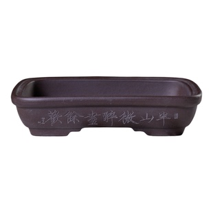 半山微醉尽余欢浅长方 暖暖精选手工紫砂微型盆绿植盆景掌中宝