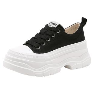 星期六厚底帆布鞋女2026春季新款增高女鞋松糕底休闲好看老爹鞋子