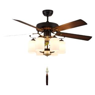 新中式风扇灯中古风客厅餐厅茶室风扇吊灯家用2025新款复古吊扇灯