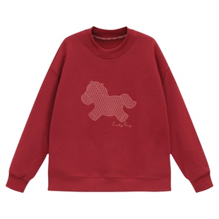 吕小虎ACTUP 马年限定款冬季新年加绒圆领卫衣男本命年潮流厚上衣