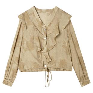 2025年秋装Outlets专柜 高端AM系列知性气质长袖上衣单排扣衬衫女