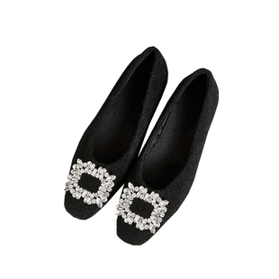 小个子内增高方扣毛毛鞋女冬季新款加绒保暖绒面浅口玛丽珍单鞋女