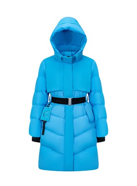 艾莱依商场同款收腰羽绒服女款时尚宽帽檐连帽设计防风保暖外套冬
