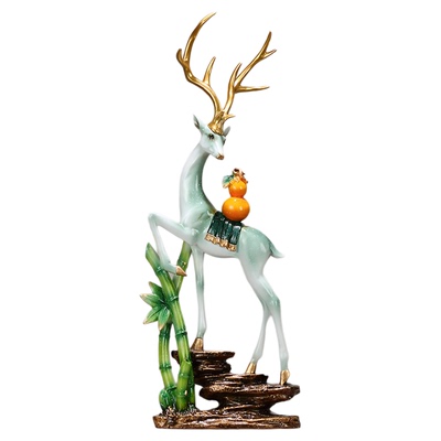 客厅旺宅步步高升招财鹿玄关酒柜