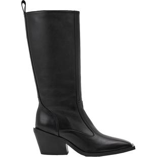 Flattered Carla女士牛皮尖头粗跟直筒长靴高跟长筒高筒骑士靴子