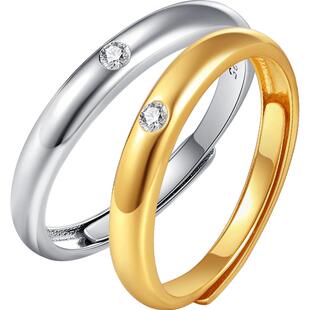 六桂福情侣对戒S925银黄金色素戒指环戒指刻字轻奢妇女节礼物