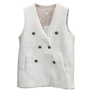 2025春秋白色羊剪绒马甲女皮草中长款复合皮毛一体黑色背心韩系修