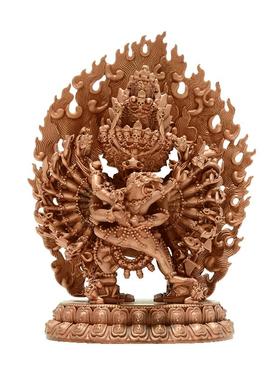 闯隆紫铜大威德金刚装饰摆件4寸