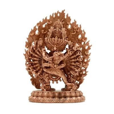 闯隆紫铜大威德金刚装饰摆件4寸