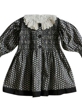 5Z Little现货 法国bonjour FW25女宝复古印花连衣裙袜子风衣外套