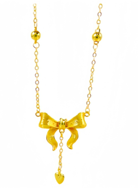 古法金包银在逃公主爱心吊坠项链