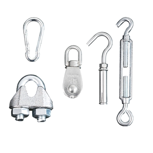 遮阳网防晒网配件专用固定弹簧挂钩夹尼龙绳滑轮膨胀螺丝花兰螺丝