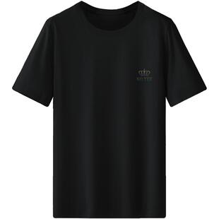 纯棉t恤男士短袖潮流宽松圆领上衣服皇冠印花半袖全棉打底衫体恤