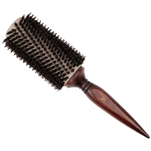 猪鬃毛滚梳蓬松造型梳榉木陶瓷铝管卷发梳理发店吹风机直发滚筒梳